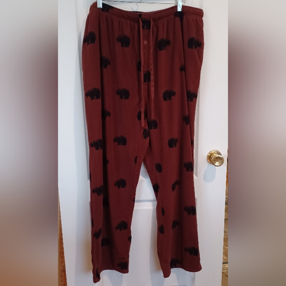 TIMBER RIDGE 100% POLYESTER FLEECE PJ/LOUNGE BOTTOMS 3XLT BROWN W/BLACK BEARS